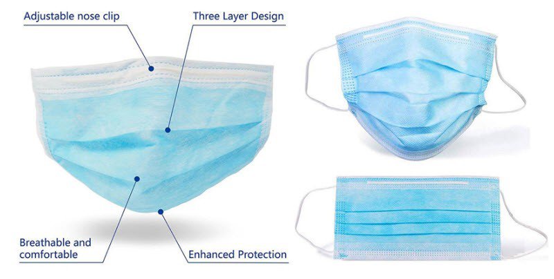 CE FDA Approved Disposable 3Ply Face Mask
